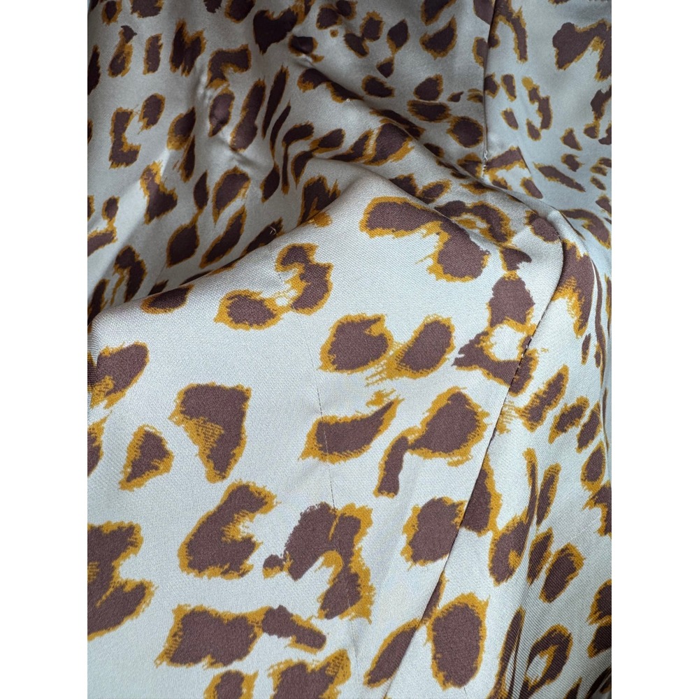 Free People Leopard Print Satin Midi Skirt Tan Brown Animal Print Size 8 - Picture 4 of 5
